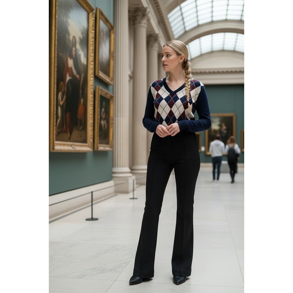 Burberry Black Flare Leg Trousers US 10 UK 12‎ Classic Vintage Old Money